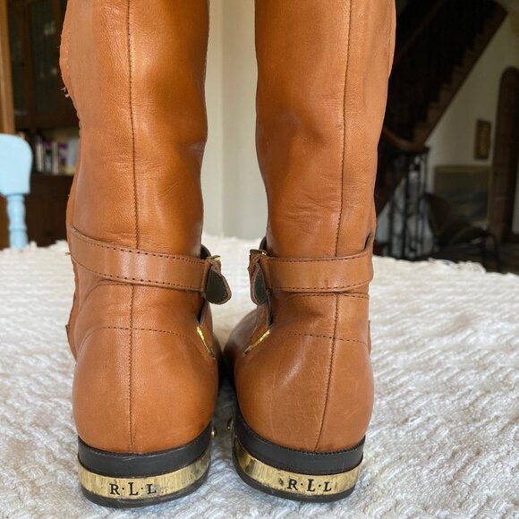 Ralph Lauren equestrian boots size 5.5, caramel color - Picture 7 of 9
